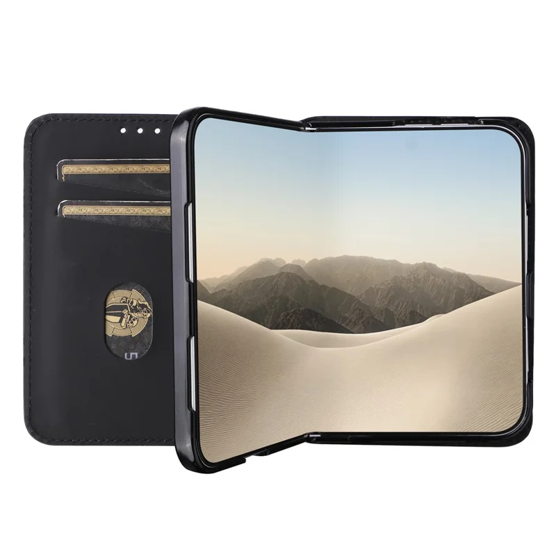 Etui na iPhone Duo Case z nadrukiem rombu z syntetycznej skóry PU - Czarny