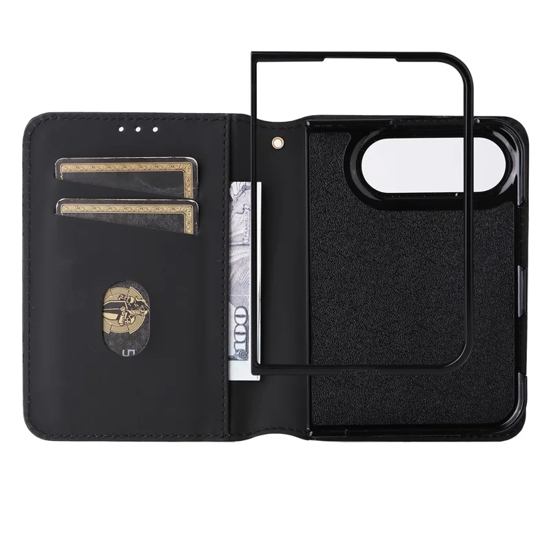 Etui na iPhone Duo Case z nadrukiem rombu z syntetycznej skóry PU - Czarny