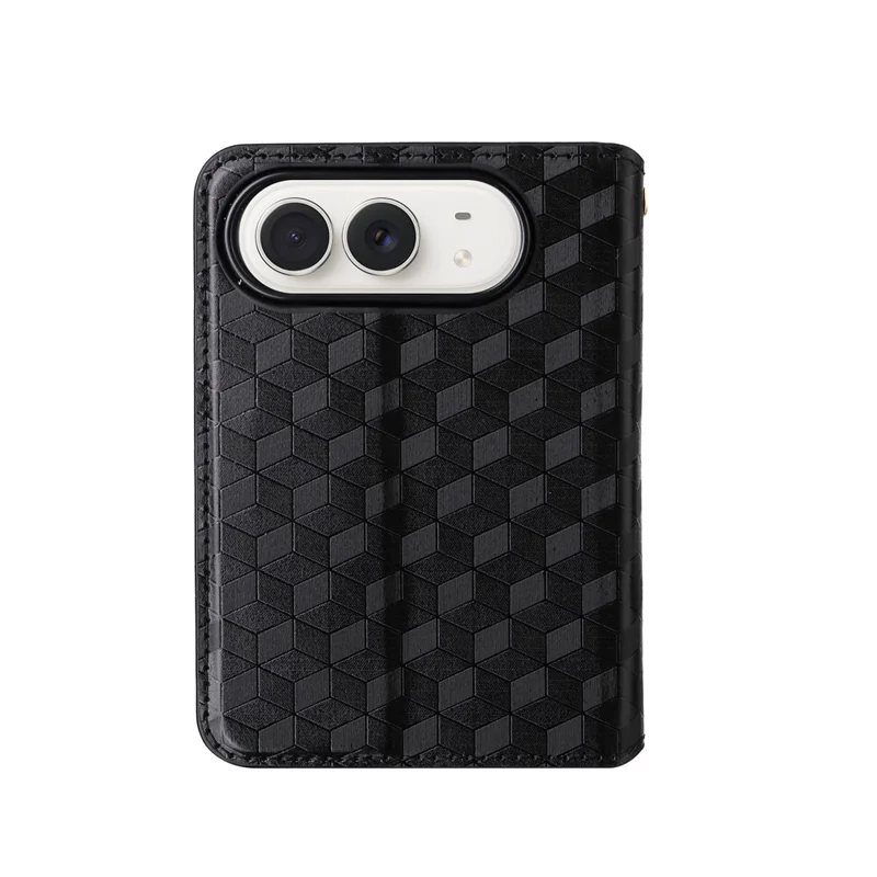 Etui na iPhone Duo Case z nadrukiem rombu z syntetycznej skóry PU - Czarny