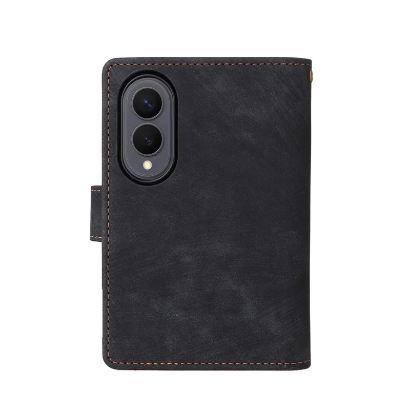 For Samsung Galaxy Z Fold8 Case RFID Blocking PU Leather Phone Cover with Lanyard - Black