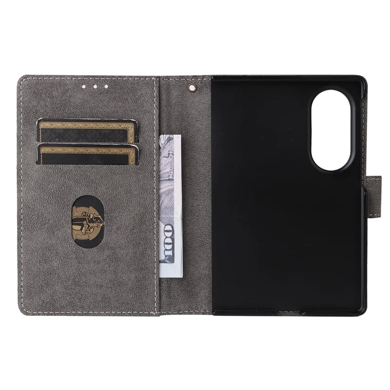 For Samsung Galaxy Z Fold8 Case RFID Blocking PU Leather Phone Cover with Lanyard - Black