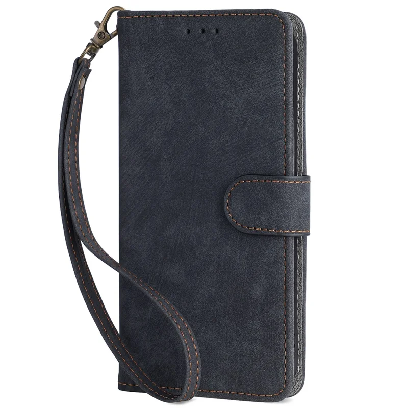 For Samsung Galaxy Z Fold8 Case RFID Blocking PU Leather Phone Cover with Lanyard - Black