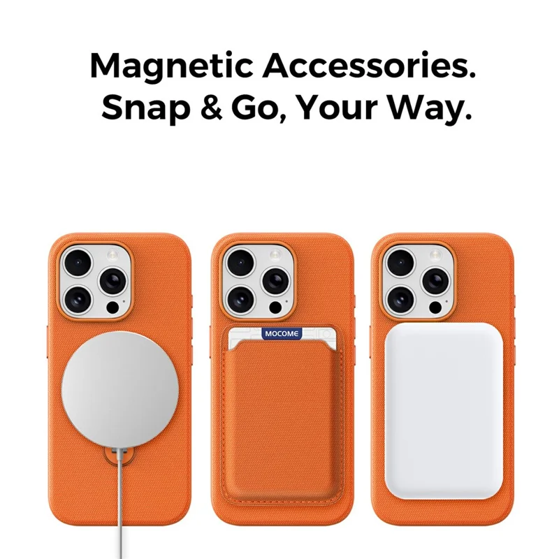 For iPhone 16 Pro Case Magnetic Rotating Kickstand Tech Fabric TPU Protective Cover - Orange