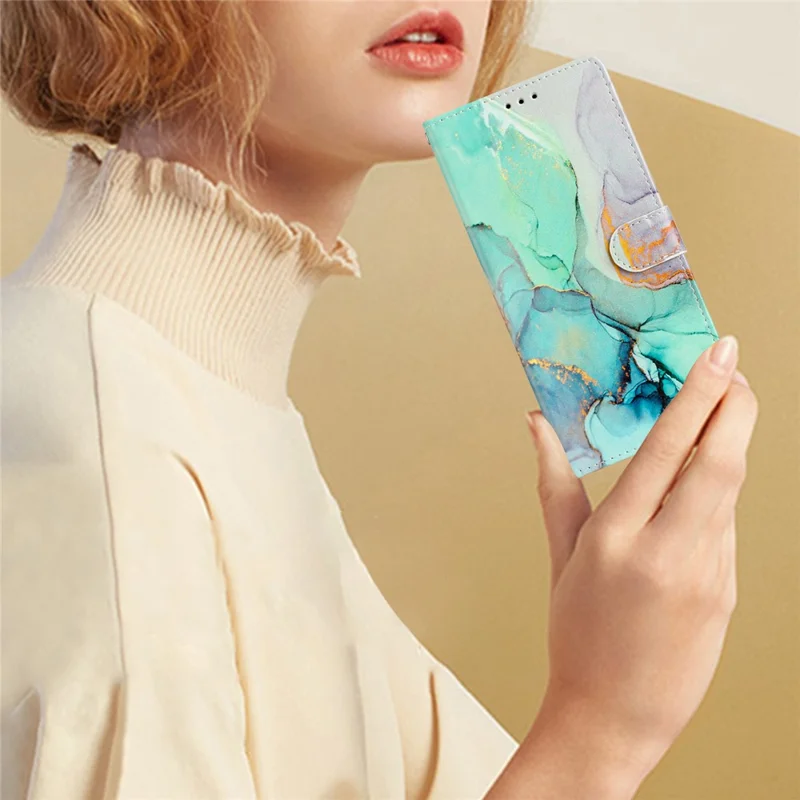 Para o Oppo A57 4G / A57 (2022) 5G / A77 5G Pulho de Caparta de Catadela de Calura de Calura Princrimento TPU TPU Interno de Chap - Mármore Verde