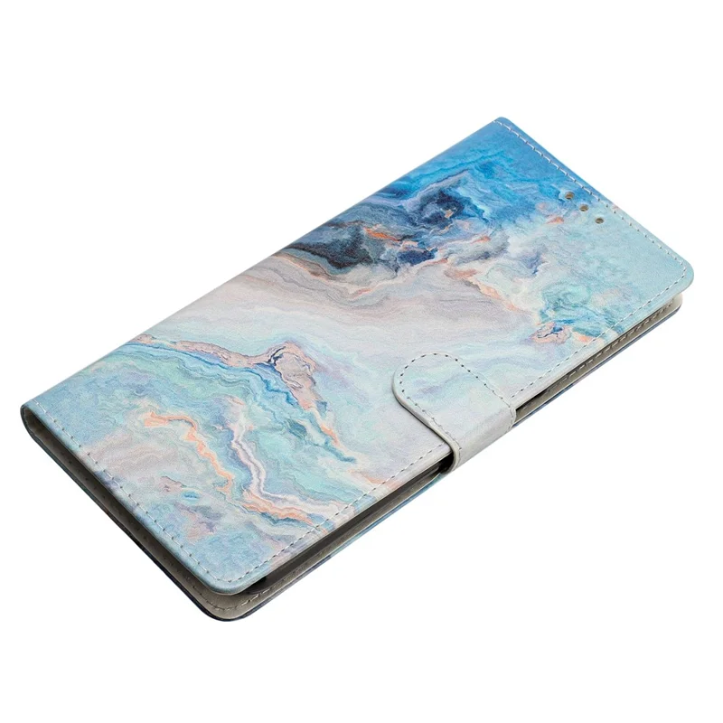 Per Oppo A57 4G / A57 (2022) 5G / A77 5G Custodia a portafoglio in pelle PU con stampa a motivo, cover interna in TPU, chiusura magnetica, funzione stand e tracolla - Blue Marble