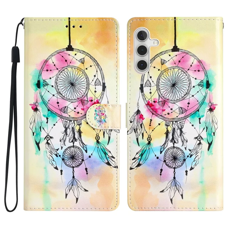 For Samsung Galaxy A34 5G Pattern Printing PU Leather Wallet Case Stand Magnetic Clasp Shockproof Folio Phone Cover with Strap - Wind Chime