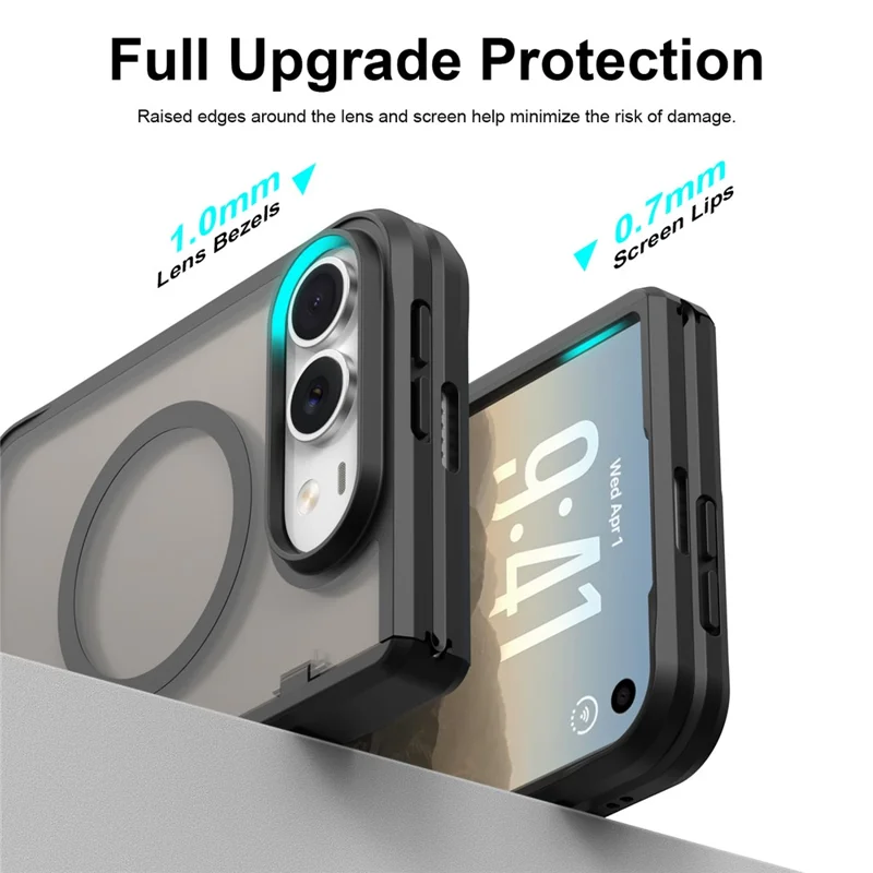 For iPhone Duo Magnetic Case Hinge Protection Hard PC Shockproof Phone Cover - Black