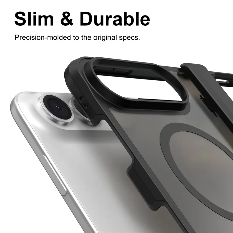 For iPhone Duo Magnetic Case Hinge Protection Hard PC Shockproof Phone Cover - Black