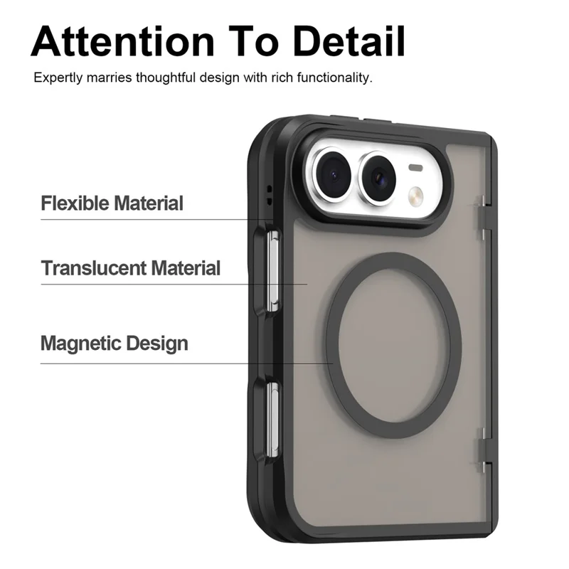 For iPhone Duo Magnetic Case Hinge Protection Hard PC Shockproof Phone Cover - Black