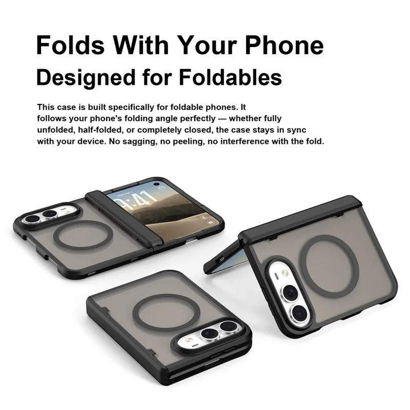 For iPhone Duo Magnetic Case Hinge Protection Hard PC Shockproof Phone Cover - Black