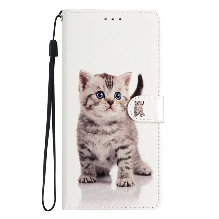 For Samsung Galaxy A53 5G PU Leather Wallet Phone Case Magnetic Closure Pattern Printing Stand Shockproof Cover with Strap - Cute Cat