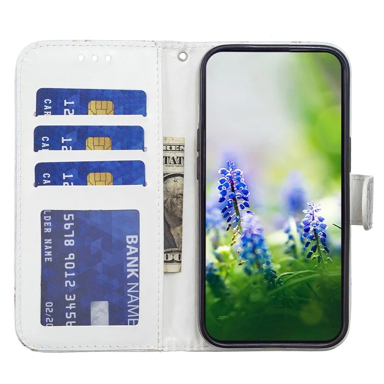Für Samsung Galaxy S22 5G Musterdruckständer PU-Leder Wallet Phone Case Magnetverschluss Stoßfeste Schutzhülle mit Riemen - Blauer Schmetterling