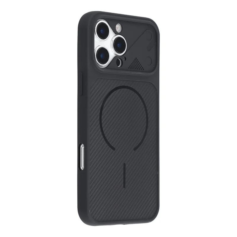 For iPhone 16 Pro Case Carbon Fiber Texture TPU Anti-Drop Phone Cover - Black