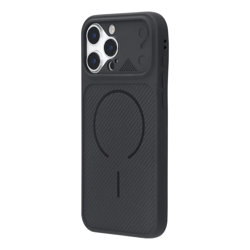 For iPhone 16 Pro Case Carbon Fiber Texture TPU Anti-Drop Phone Cover - Black