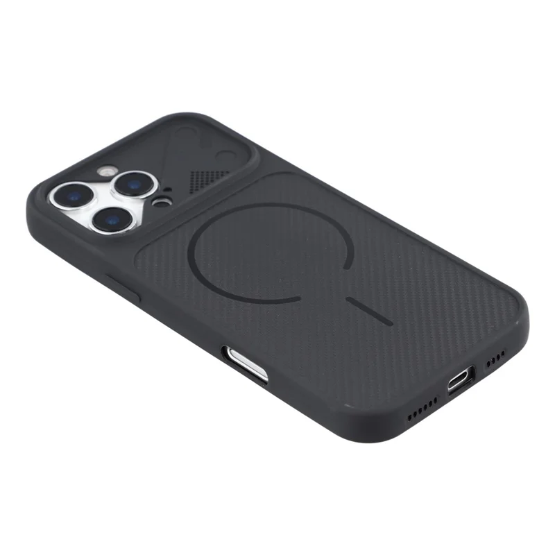 For iPhone 16 Pro Case Carbon Fiber Texture TPU Anti-Drop Phone Cover - Black