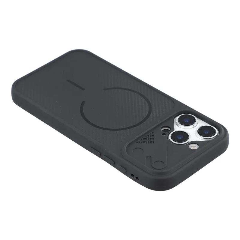 For iPhone 16 Pro Case Carbon Fiber Texture TPU Anti-Drop Phone Cover - Black