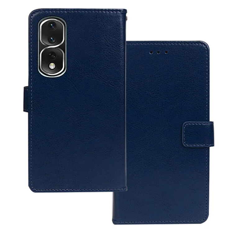 Idewei Para Honor 80 Pro 5G Crazy Horse Texture PU Flip Flip Cover de Cierre Magnético Función de Soporte Función Teléfono - Azul