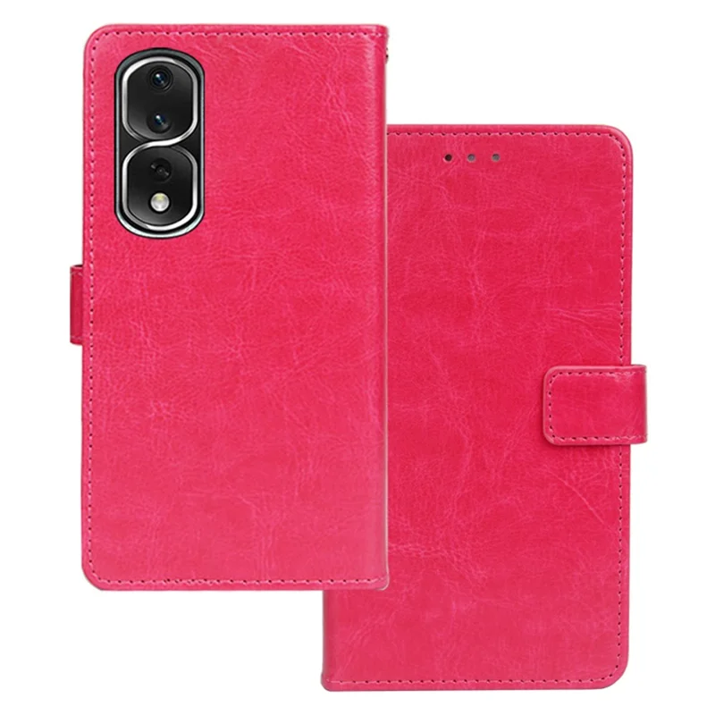 IDEWEI For Honor 80 Pro 5G Crazy Horse Texture PU Leather Flip Cover Magnetic Closure Wallet Stand Function Phone Case - Rose