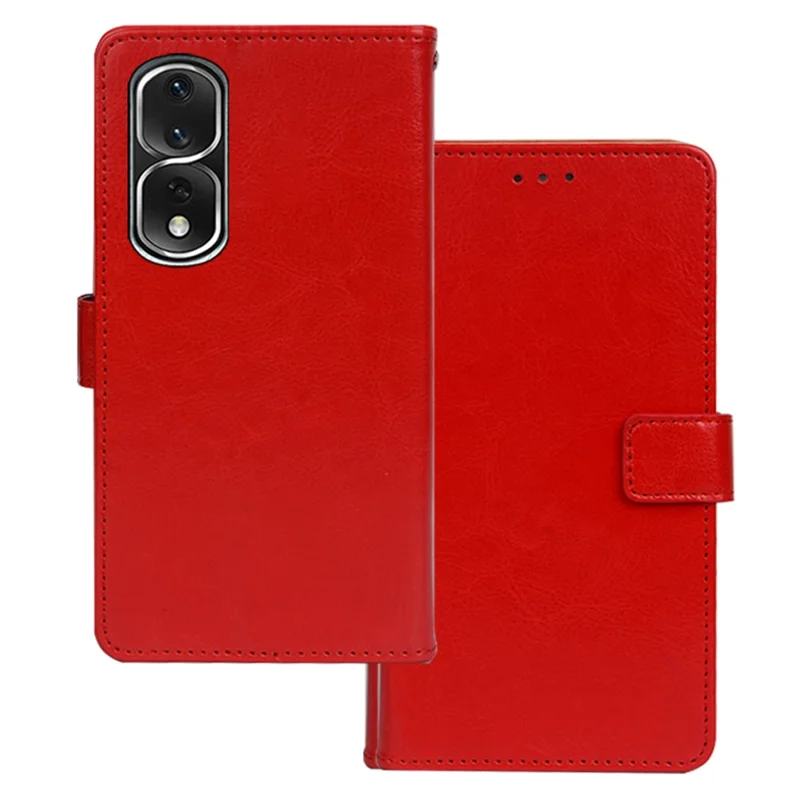 IDEWEI For Honor 80 Pro 5G Crazy Horse Texture PU Leather Flip Cover Magnetic Closure Wallet Stand Function Phone Case - Red