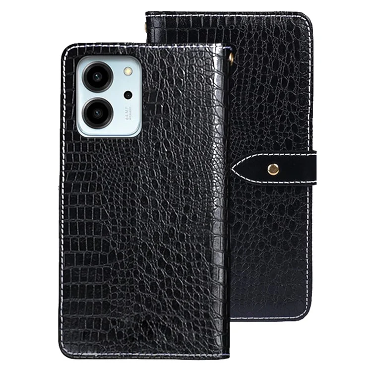 Idewei Para Honor 80 SE 5G Anti-scratch Phone Flip Cover Texture PU Cuero de Cuero Cierre Magnética Funda de Teléfono - Negro