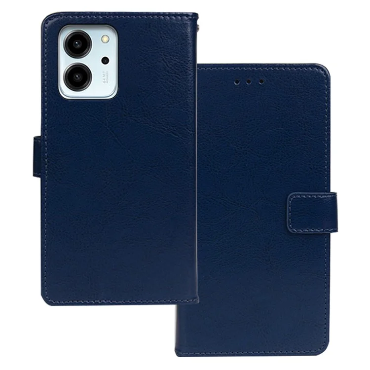 Idewei Para Honor 80 SE 5G Anti-srcratch Cierre Magnética Billetera Caja de Teléfono Crazy Horse Texture Función PU Leather Flip Shell - Azul
