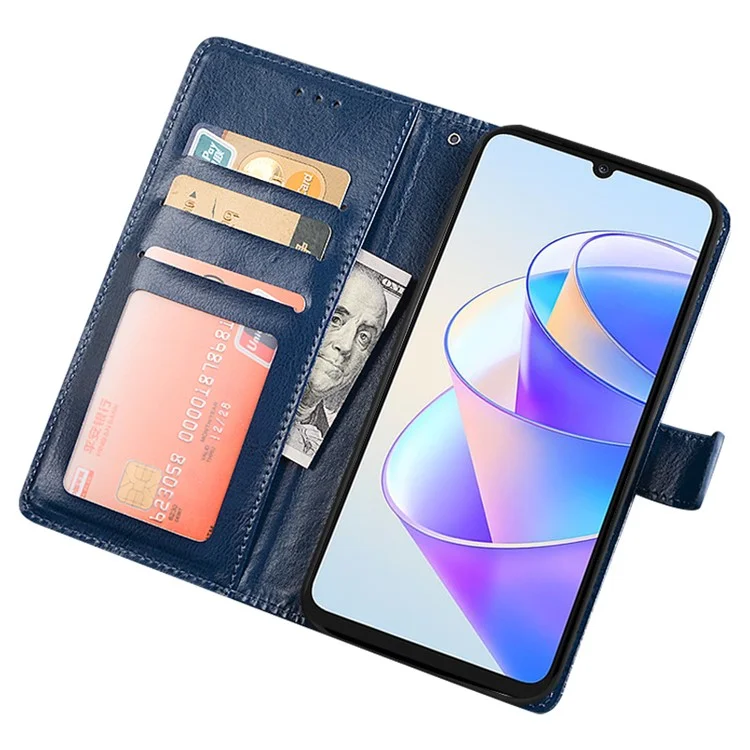 Idewei Para Honor 80 SE 5G Anti-srcratch Cierre Magnética Billetera Caja de Teléfono Crazy Horse Texture Función PU Leather Flip Shell - Azul