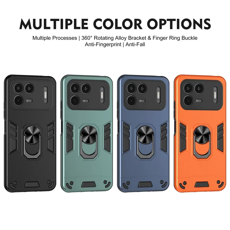 For itel Power 80 Case PC + TPU Drop Defend Phone Cover with Ring Kickstand - Blue