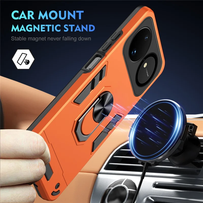 For Huawei nova 16 5G Case PC + TPU Drop Defend Phone Cover with Ring Kickstand - Orange