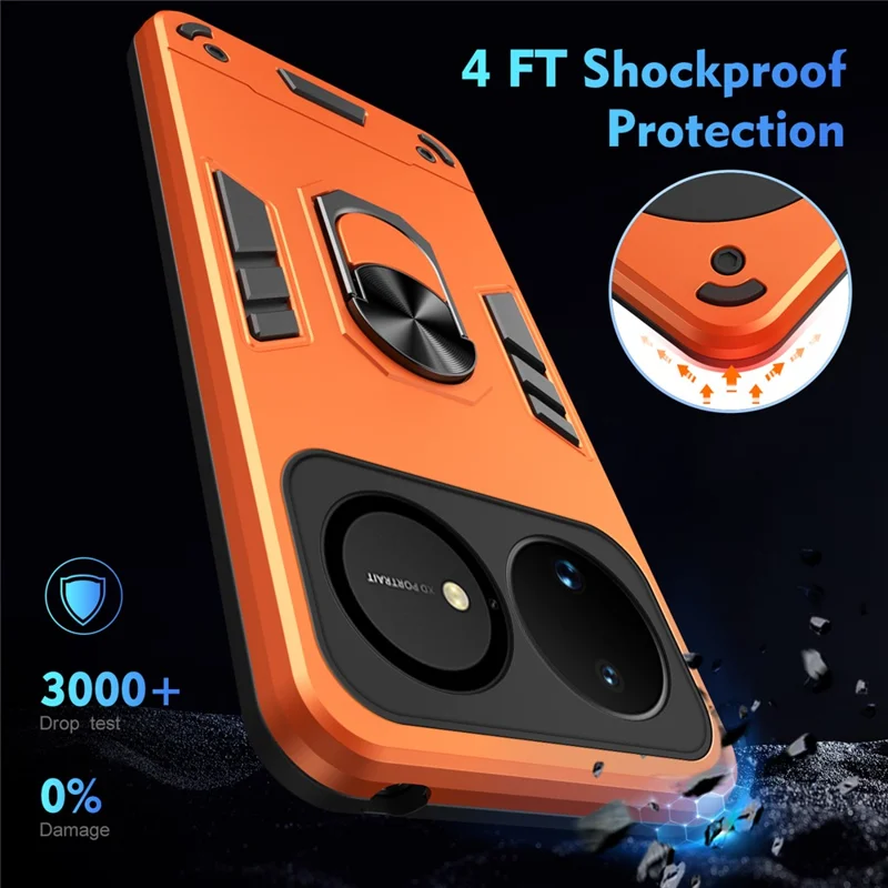For Huawei nova 16 5G Case PC + TPU Drop Defend Phone Cover with Ring Kickstand - Orange