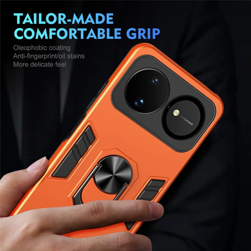 For Huawei nova 16 5G Case PC + TPU Drop Defend Phone Cover with Ring Kickstand - Orange