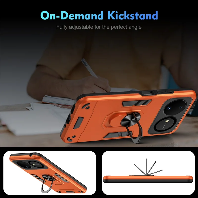 For Huawei nova 16 5G Case PC + TPU Drop Defend Phone Cover with Ring Kickstand - Orange