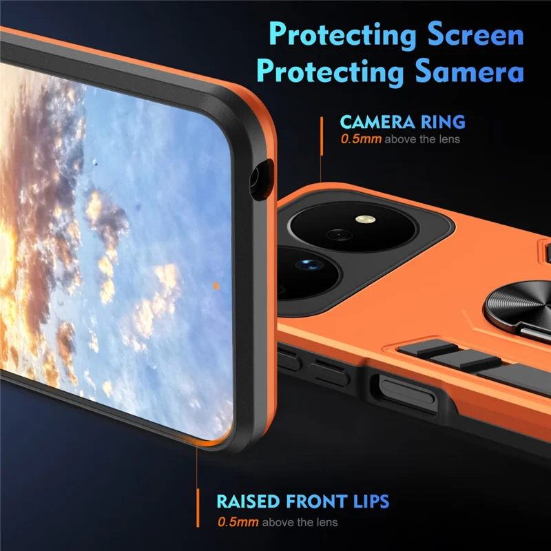 For Huawei nova 16 Pro 5G Case PC + TPU Drop Defend Phone Cover with Ring Kickstand - Orange