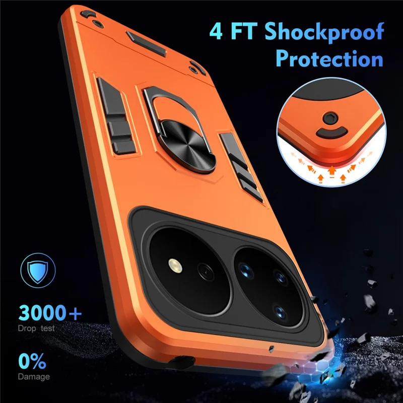 For Huawei nova 16 Pro 5G Case PC + TPU Drop Defend Phone Cover with Ring Kickstand - Orange