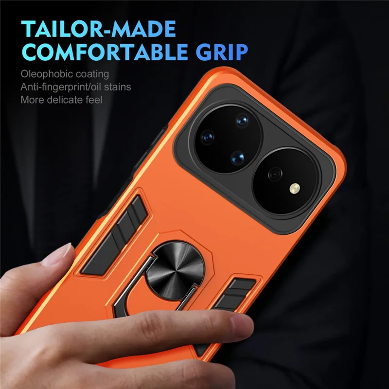 For Huawei nova 16 Pro 5G Case PC + TPU Drop Defend Phone Cover with Ring Kickstand - Orange