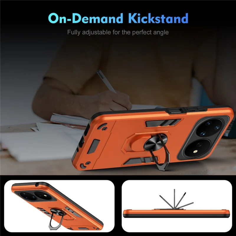 For Huawei nova 16 Pro 5G Case PC + TPU Drop Defend Phone Cover with Ring Kickstand - Orange