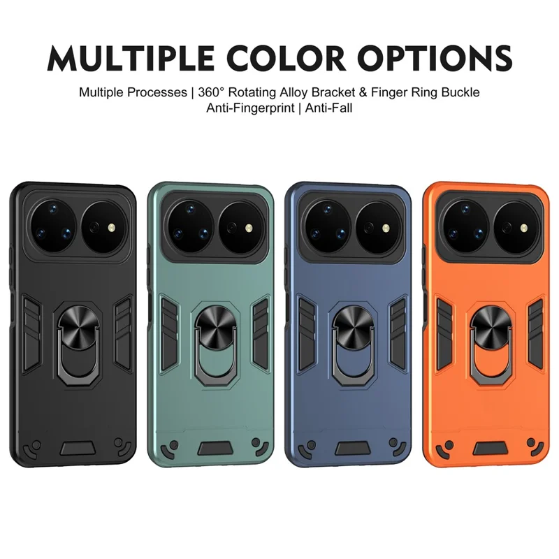 For Huawei nova 16 Pro 5G Case PC + TPU Drop Defend Phone Cover with Ring Kickstand - Orange