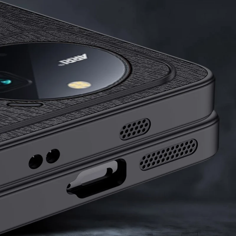 For Honor Magic9 Pro Max 5G Case Wood Texture PU Leather Coated PC TPU Phone Cover - Black