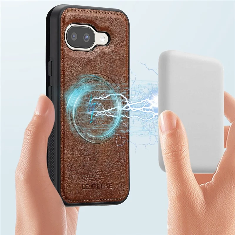 LC.IMEEKE For Google Pixel 11a Magnetic Case Leather+TPU Back Cover - Brown