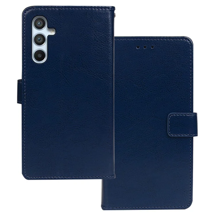 IDEWEI Custodia per telefono con chiusura magnetica per Samsung Galaxy A54 5G Texture di cavallo pazzo Supporto Portafoglio PU Leather Anti-caduta Flip Folio Cover - Blu 
