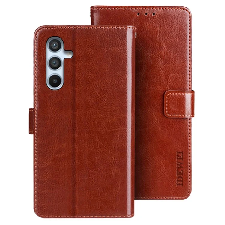 IDEWEI per Samsung Galaxy A54 5G Custodia Portafoglio Flip Antiurto Cavallo Pazzo Texture PU Pelle Cover per Telefono - Marrone