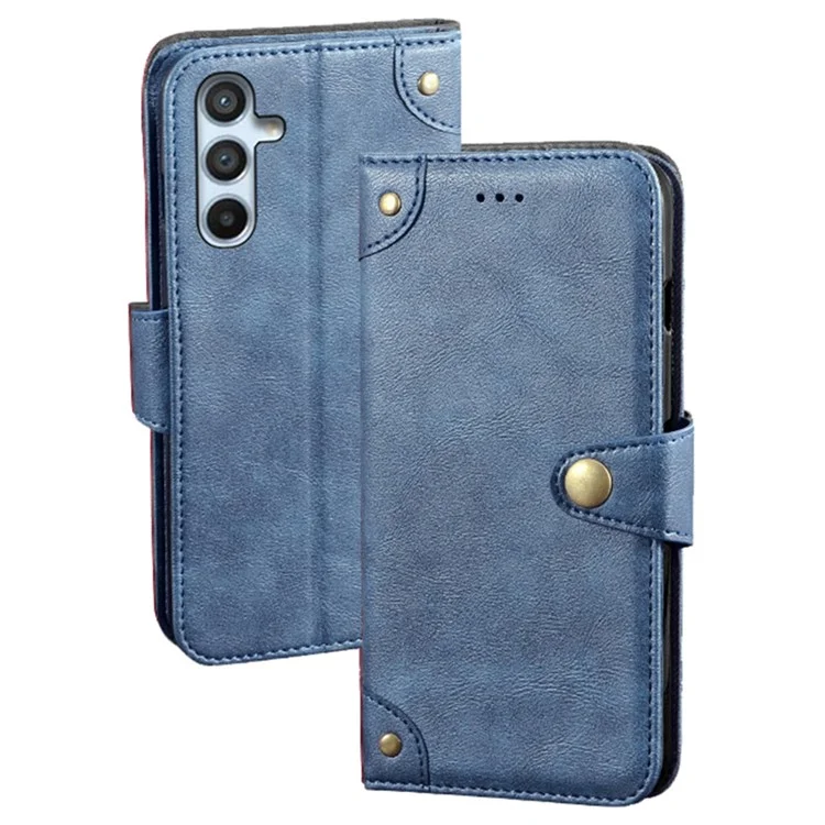 IDEWEI For Samsung Galaxy A54 5G Fine Texture TPU+PU Leather Phone Case Wallet Stand Magnetic Closure Shockproof Cell Phone Cover - Azul