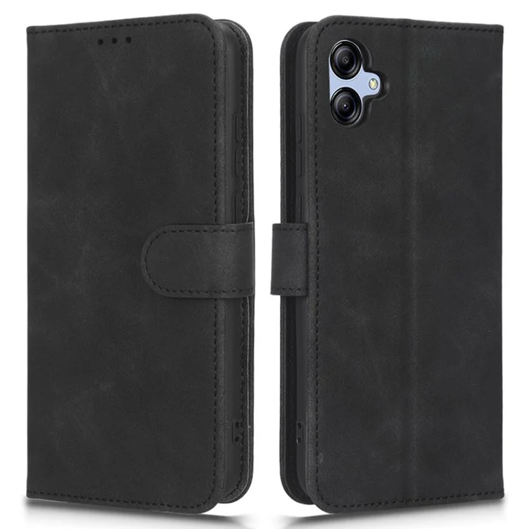 Pour Samsung Galaxy A04e 4G / F04 4G / M04 4G Peau-toucher Sensation Étui de Téléphone Portefeuille Support Rabat en Cuir PU+TPU Anti-rayures Coque de Téléphone - Noir