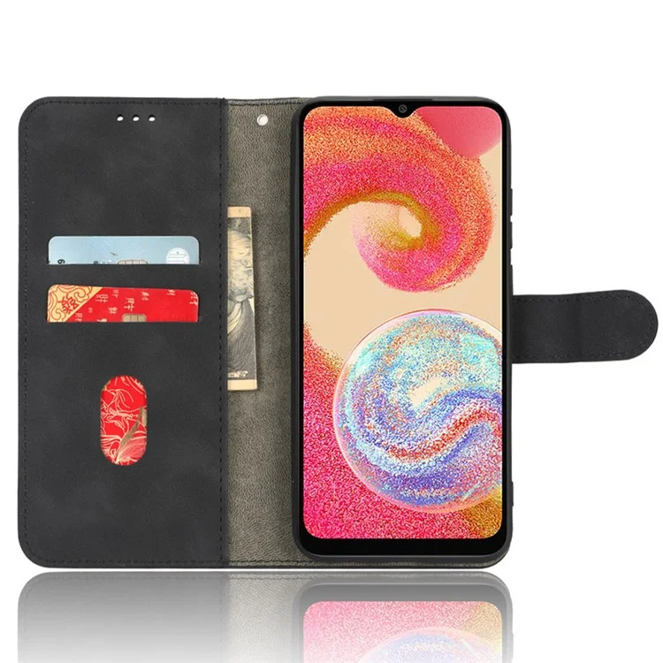 Pour Samsung Galaxy A04e 4G / F04 4G / M04 4G Peau-toucher Sensation Étui de Téléphone Portefeuille Support Rabat en Cuir PU+TPU Anti-rayures Coque de Téléphone - Noir