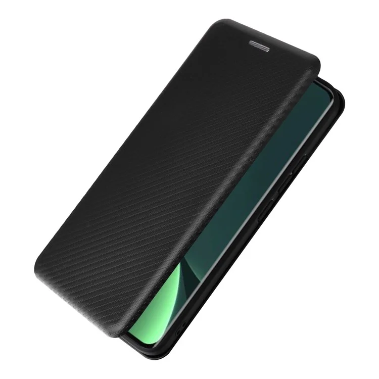 Shockproof Mobile Phone Cover For Xiaomi 13 5G Carbon Fiber Texture Magnetic PU Leather Anti-scratch Phone Case Card Slot Stand - Black