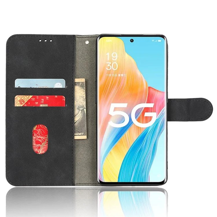 Анти-палочная Телефонная Крышка Для Oppo A1 Pro 5G Skin Touch Celling Ceather Wallet Case Case Case - Черный