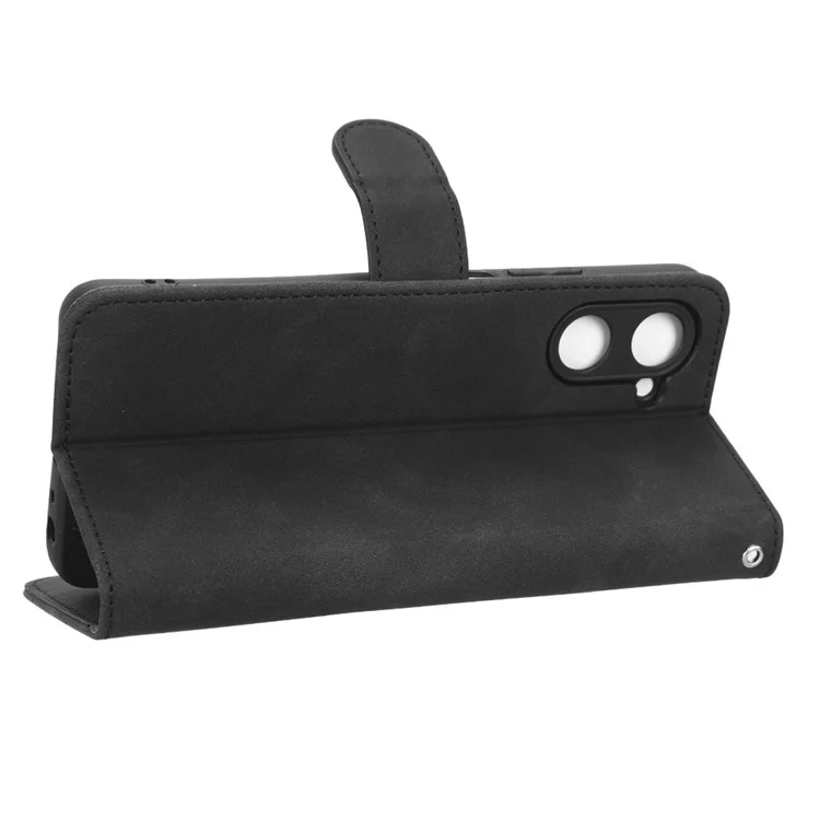 Für Realme 10 Pro 5G Drop-proof-mobiltelefonabdeckung Hauttouch Feel PU Leder Wallet Wear-resistant Phone Case Ständer - Schwarz