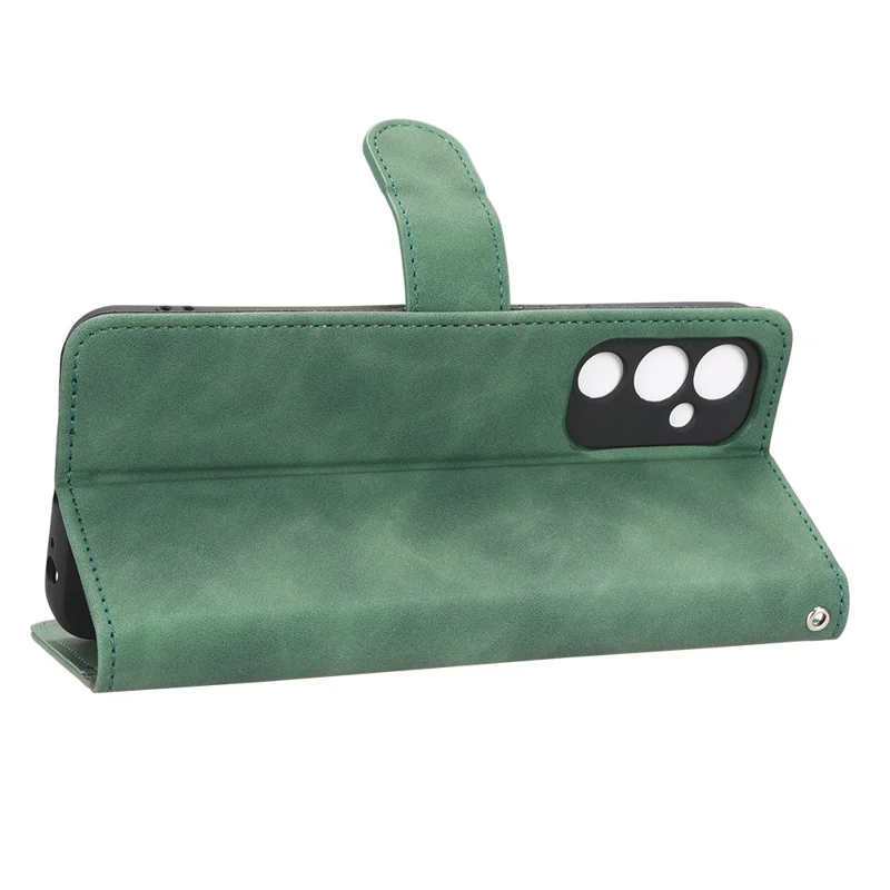 For TECNO Pova 4 4G Skin-Touch Feeling Protective Cell Phone Cover PU Leather Anti-Shock Flip Wallet Case Stand - Green