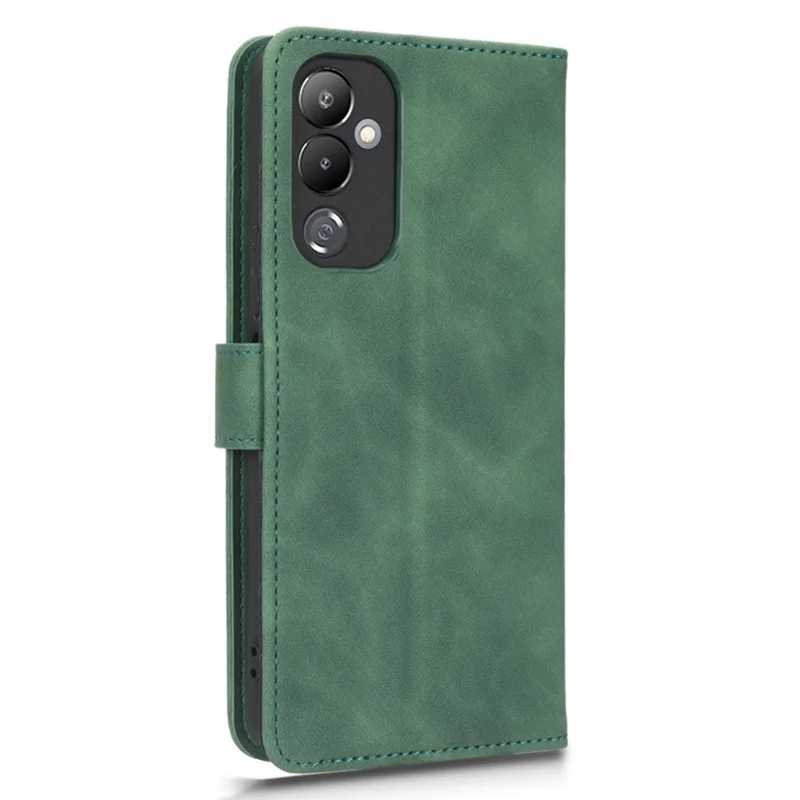 For TECNO Pova 4 4G Skin-Touch Feeling Protective Cell Phone Cover PU Leather Anti-Shock Flip Wallet Case Stand - Green