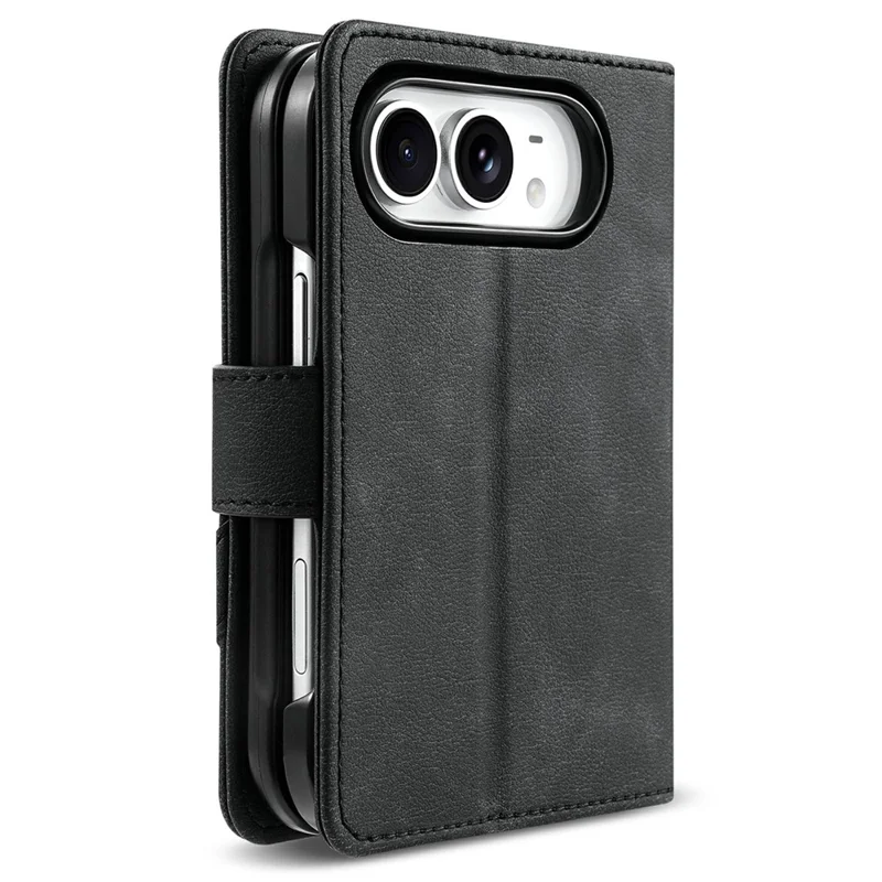 AZNS A2 pour iPhone Duo étui en cuir avec dragonne, portefeuille avec protection RFID, support, housse pour téléphone - Noir