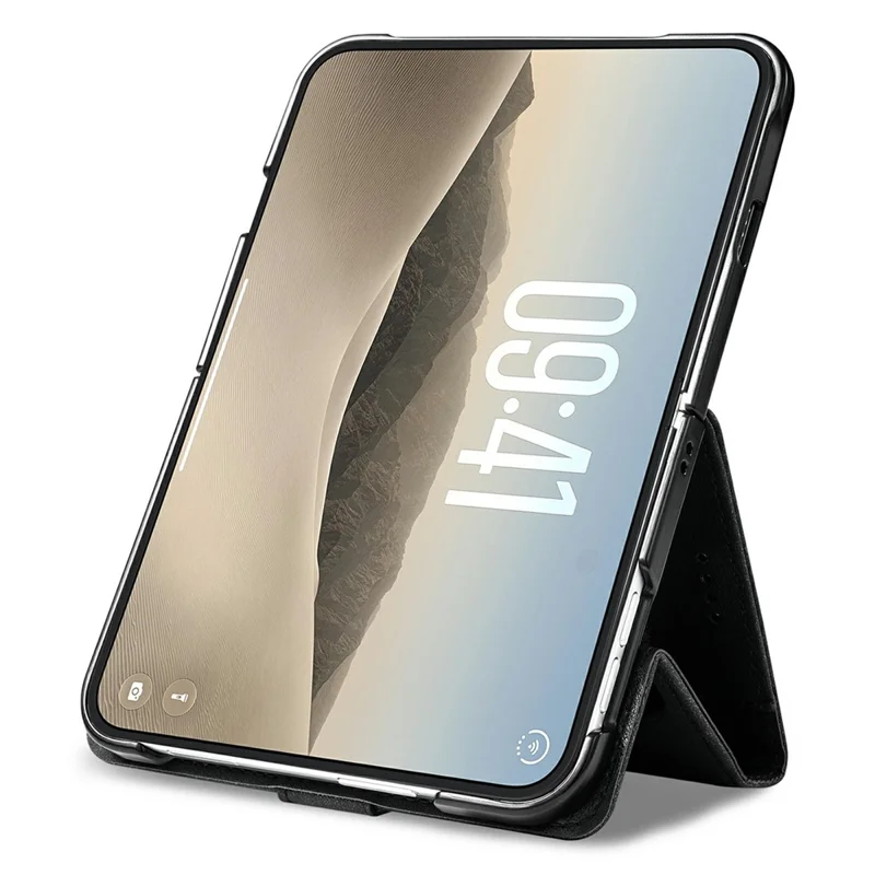 AZNS A2 pour iPhone Duo étui en cuir avec dragonne, portefeuille avec protection RFID, support, housse pour téléphone - Noir